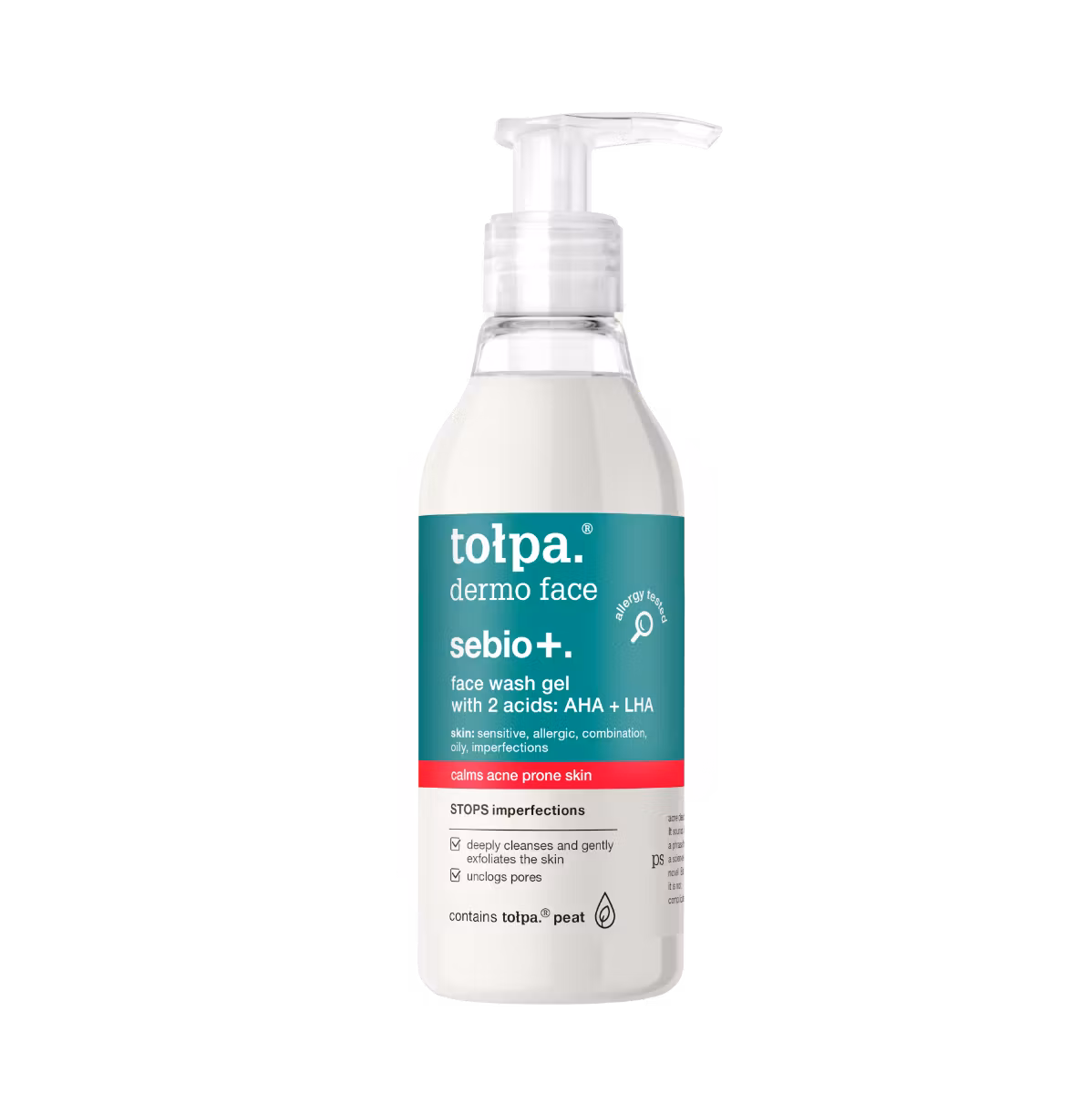 face wash gel with 2 acids: AHA + LHA, 195 ml